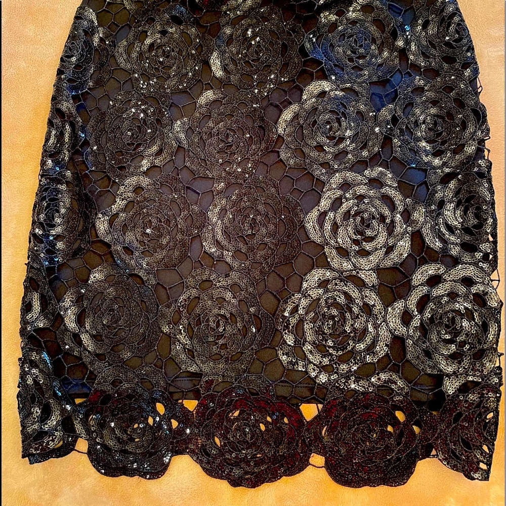Hale Bob black rose sequins skirt